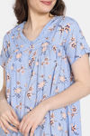 Zivame Pretty Florals Woven Full Length Nightdress - Cashmere Blue — thumbnail 5